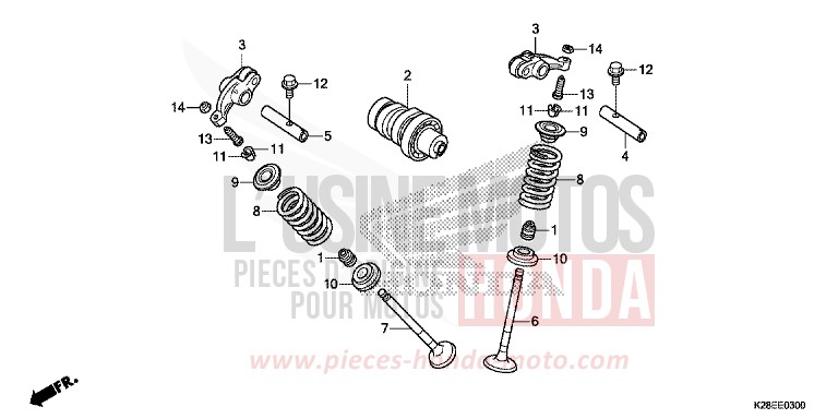 ARBRE A CAMES/SOUPAPE de CRF125F "Petites Roues" EXTREME RED (R292) de 2022